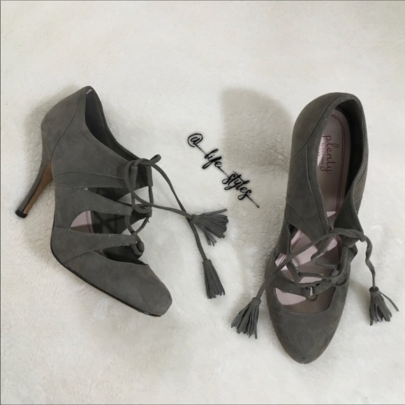 Plenty by Tracy Reese Shoes - MAKE AN OFFER Gray Suede Lace Up Ankle Booties 9